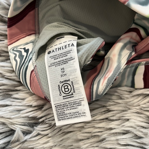 Athleta Ultimate Printed Sports Bra D-DD Marble Multi Womens XS NWT - Picture 8 of 8